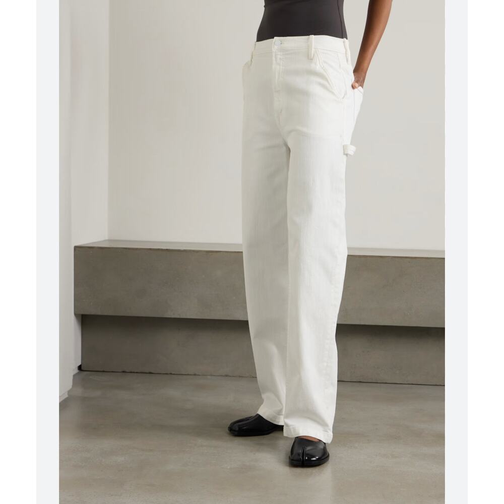 NWT Mother Stud Finder White Totally Innocent Wide Straight Utility Jean